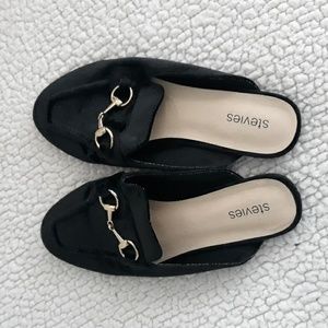 Ladies black velvet mules